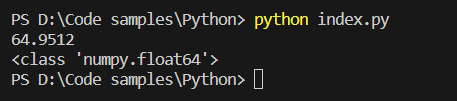 output of numpy library function