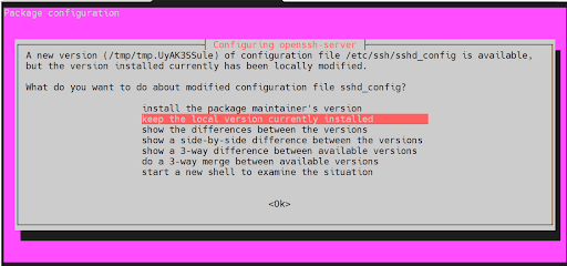 choose-to-keep-sshd-confguration-file