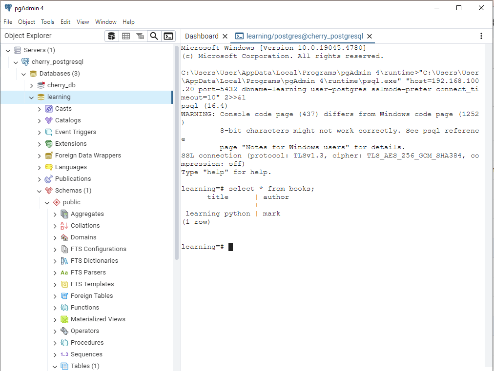 How to execute SQL queries on PostgreSQL through pgAdmin