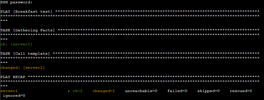 Run Ansible template
