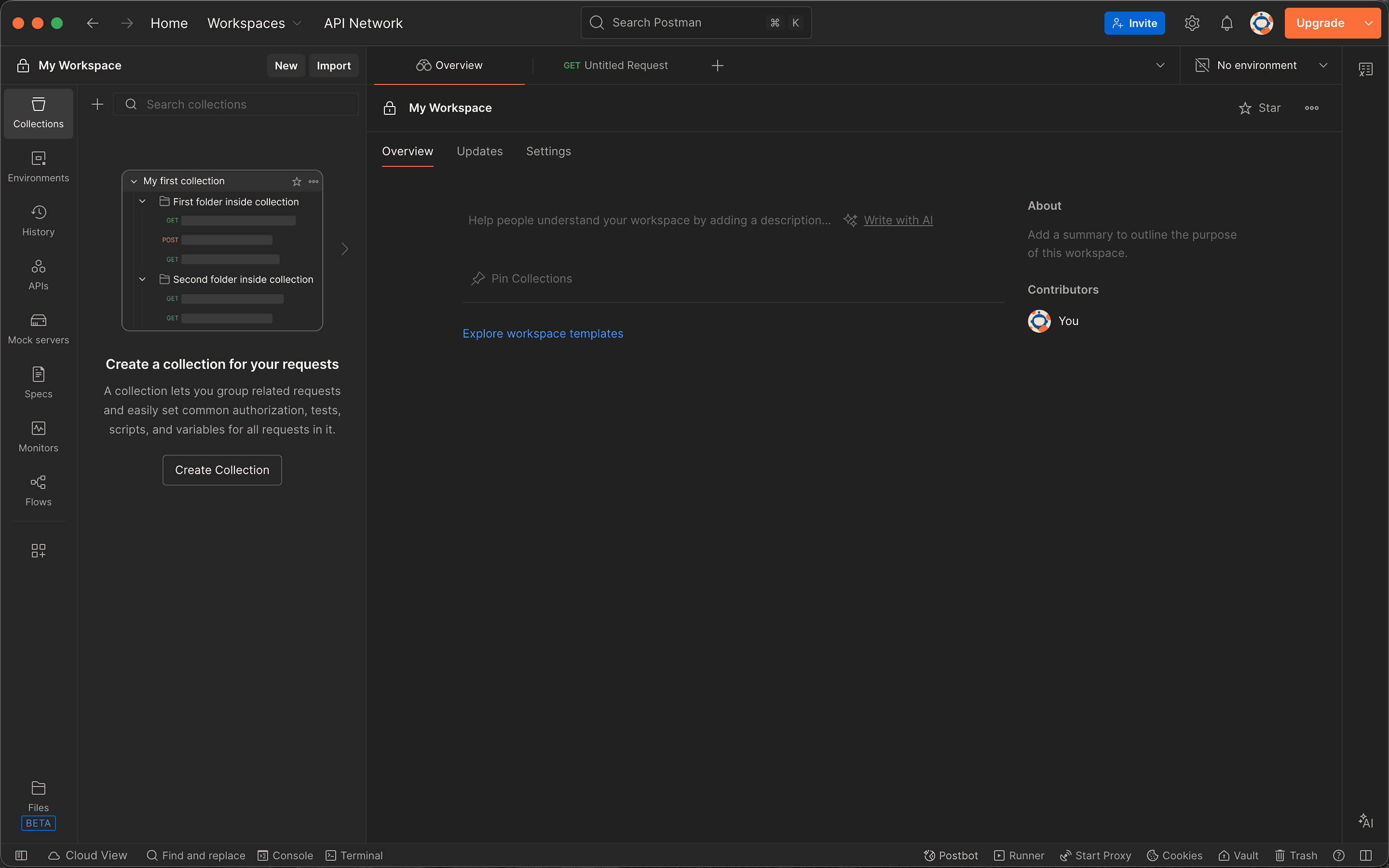 Podman workspace window