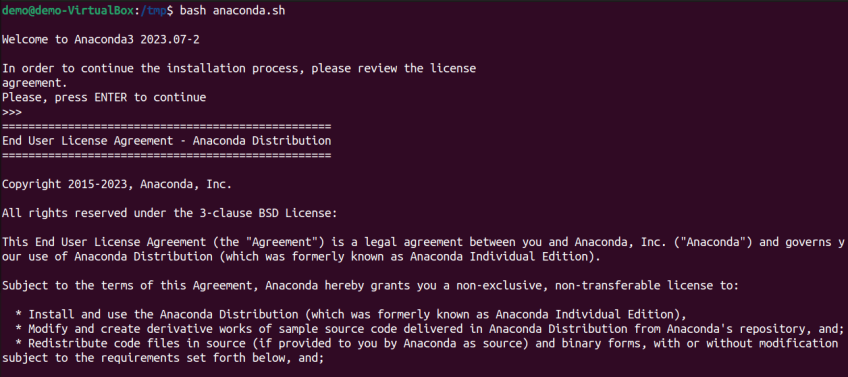 Run the Anaconda installer script