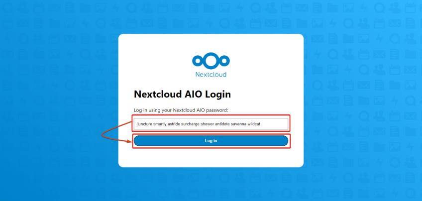 Nexcloud AIO login page
