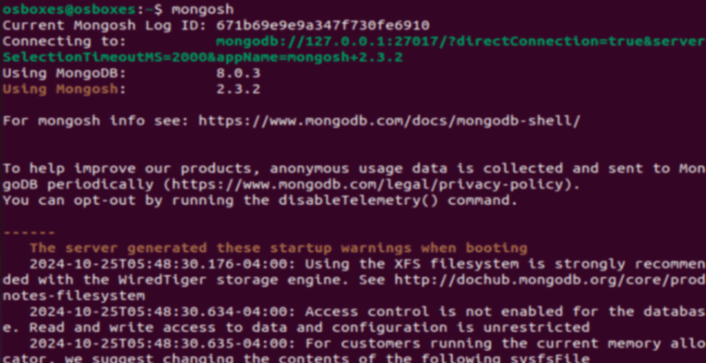 Open mongodb shell