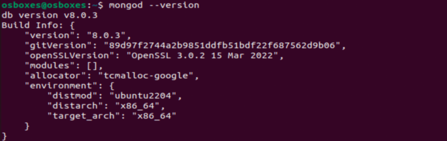Check mongodb version