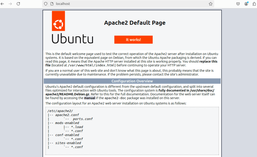 Apache2 welcome page